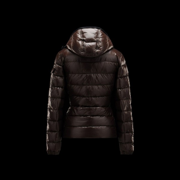 Moncler Slim marrone Collare Mock e cappuccio estraibile Slash Cappotti uscita